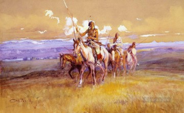 Fête indienne 1915 Charles Marion Russell Indiens d’Amérique Peinture à l'huile